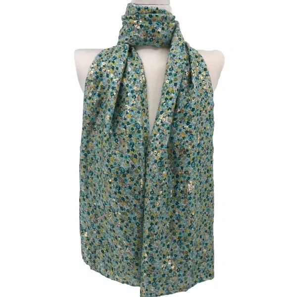 Foulard Liberty Flora Vert détails dorés