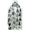 Pañuelo Romantic Hearts beige y negro