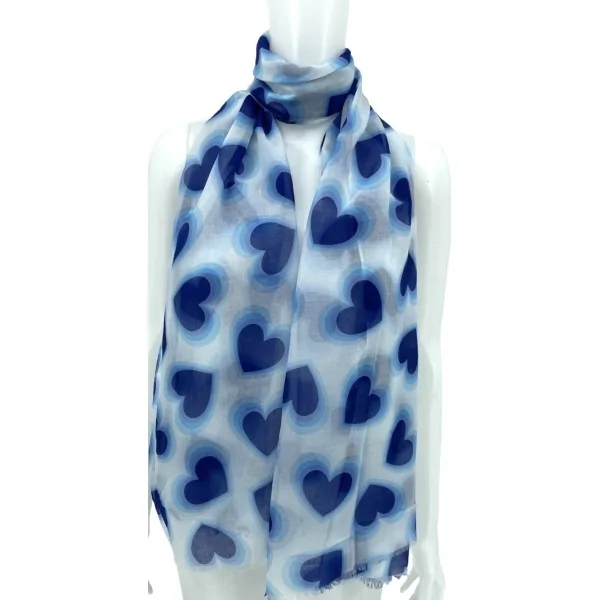Sciarpa Romantica Cuori Blu