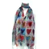 Foulard Artistique Coeurs Aquarelle | Accessoire Mode Élégant 100% Polyester
