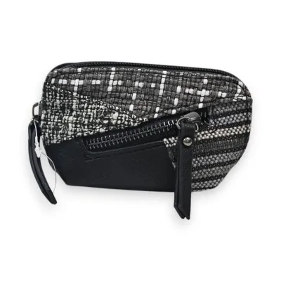 Melanie Paris Patchwork Wallet Black and Grey