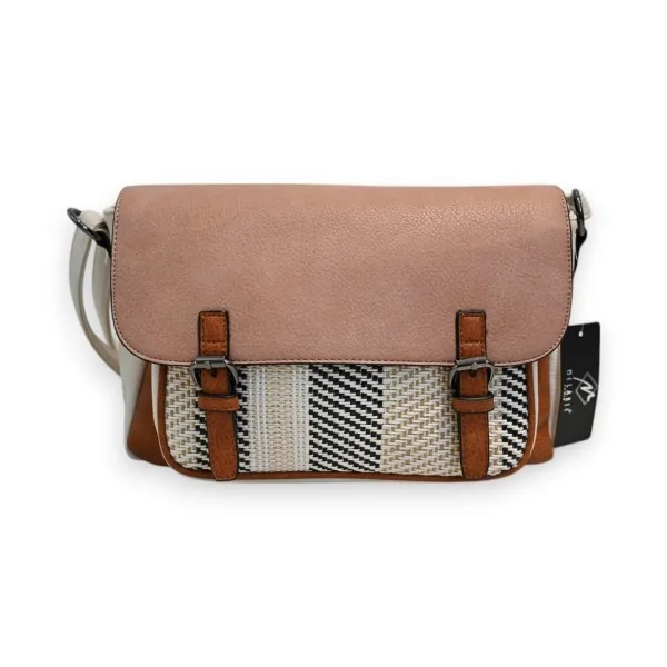 Melanie Paris Tricolor Pastel Satchel-Style Crossbody Bag