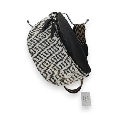 Bolsa de Cintura Chevron Preto e Branco