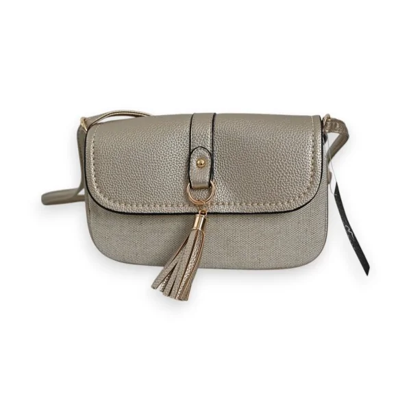 Melanie Paris Schultertasche aus Leinen & goldfarbenem Kunstleder