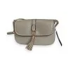 Sac bandoulière Mélanie Paris Silver | Sac élégant bi-matière avec pompon