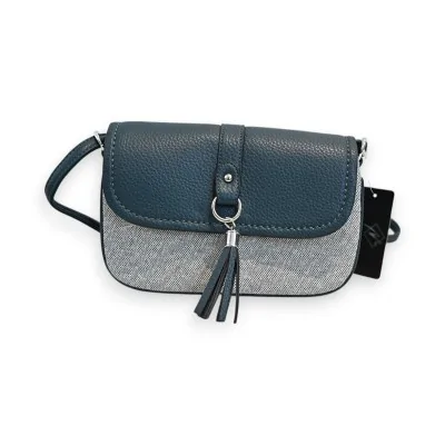 Bolsa tiracolo Mélanie Paris Bi-material Azul Petróleo