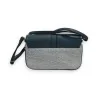Elegante bolso bandolera Mélanie Paris - Dos materiales en azul petróleo y lino moteado