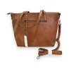 Sac à Main Mélanie Paris Camel - Grand Format Élégant avec Rabat Argenté