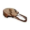 Bolsa redonda chevron camel Mélanie Paris - Elegante bolsa de mão moderna