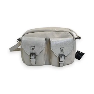 Melanie Paris Umhängetasche mit Doppeltaschen in Beige