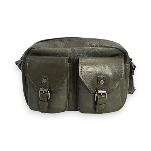 Bolsa Transversal Mélanie Paris Cáqui Multi-Bolsos