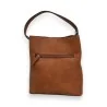 Melanie Paris Two-Tone Linen Bucket Bag - Elegant Beige and Camel Handbag