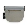 Melanie Paris Linen & Silver Crossbody Bag | Elegant Dual-Material Design