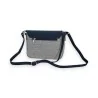 Melanie Paris Umhängetasche - Schicke Schultertasche in Marineblau & Leinen | Trendige Mode
