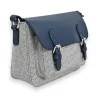 Melanie Paris Umhängetasche - Schicke Schultertasche in Marineblau & Leinen | Trendige Mode