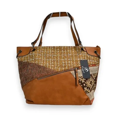 Bolsa de mão Mélanie Paris Patchwork Mostarda