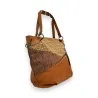 Melanie Paris Patchwork Handbag | Unique Ethnic Design in Camel