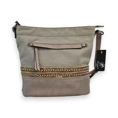 Melanie Paris Boho Shoulder Bag in Taupe