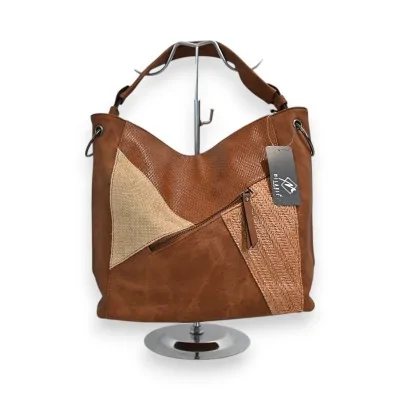 Bolsa de Mão Patchwork Mélanie Paris Caramelo