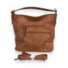 Bolsa de Mão Patchwork Mélanie Paris Camel | Design Multi-Texturas Elegante