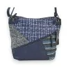 Elegante marineblaue Patchwork-Umhängetasche - Einzigartiges Design von Mélanie Paris