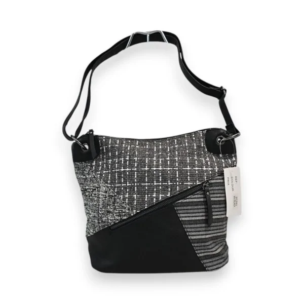 Melanie Paris Patchwork Umhängetasche Schwarz & Grau