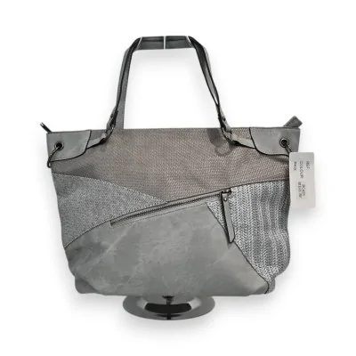 Melanie Paris Multi-Texture Patchwork Grey Handbag