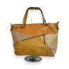 Sac à main patchwork texturé moutarde multi-matières | Mode Tendance