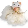 Portachiavi gatto bianco shabby in tulle e pizzo