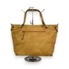 Bolso de mano patchwork texturizado mostaza multimaterial | Moda Tendencia