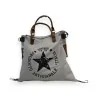 Bolso de Mano Vintage Italiano de Lona Blanco Roto - Diseño Estrella Artigianale 1978
