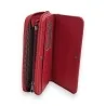 Portefeuille Femme Rouge Mélanie Paris | Motif Ajouré Argenté | Mode Tendance