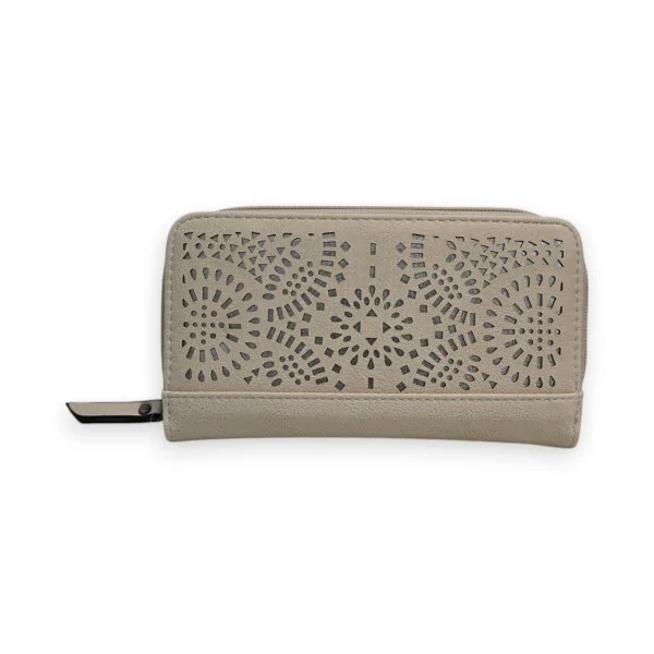 Cartera Beige Mélanie Paris con Diseño Calado Plateado