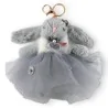 Porte-clés Lapin Shabby Chic en Tulle Gris | Accessoire Mode Romantique
