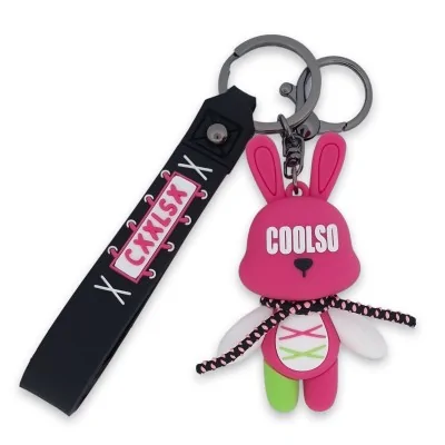 Coolso fluorescent pink and green rabbit keychain