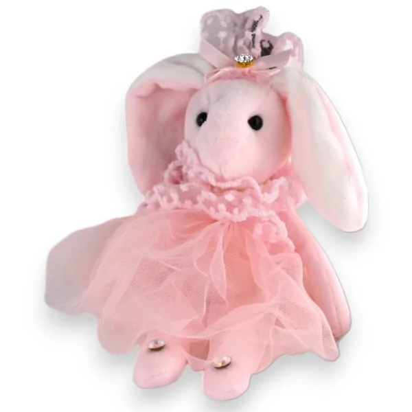 Pink shabby chic bunny keychain
