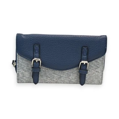 Melanie Paris Elegant Two-Tone Navy Blue Wallet