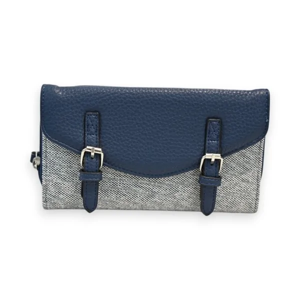 Elegante Brieftasche Mélanie Paris Zwei-Material-Design Marineblau