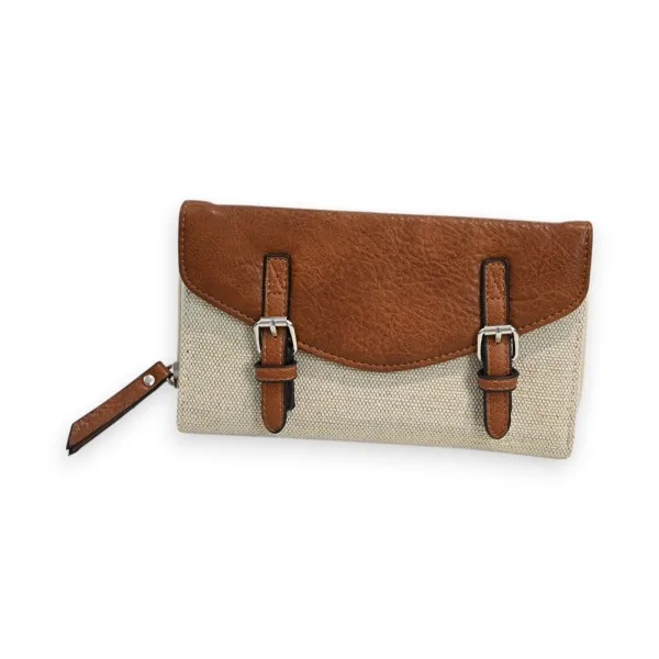 Melanie Paris Two-Tone Elegance Wallet in Beige and Camel