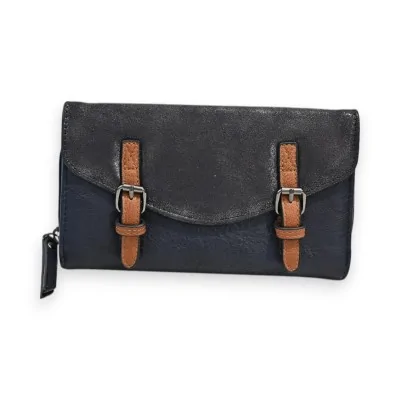 Cartera Mélanie Paris Azul Marino con solapa brillante