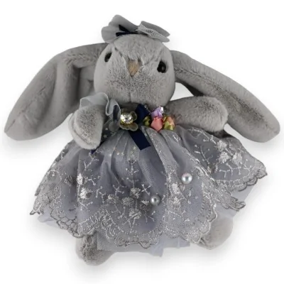 Portachiavi coniglio grigio shabby