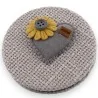 Pequeno espelho de bolso coração flor 3D cinza