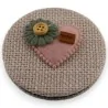 Heart-shaped pocket mirror with 3D pink flower
