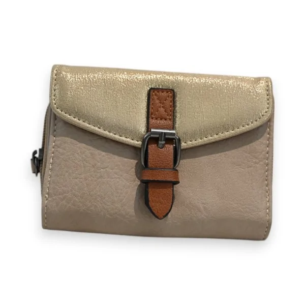 Cartera Compacta Mélanie Paris Taupe y Dorado