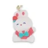 Figurine lapin blanc de 5,5 × 4 cm en tenue corail