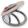 Miroir de Poche Nicho Beige avec Cœur et Fleur 3D | Accessoire Mode Élégant