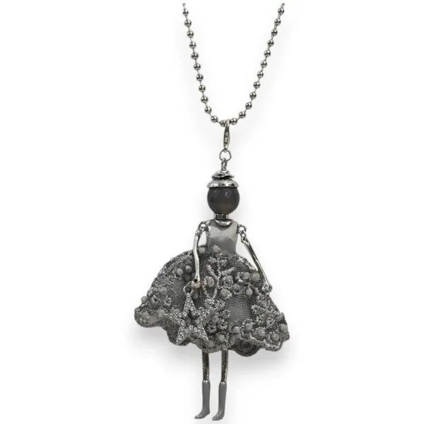 Collier Poupée Dentelle Grise Articulée