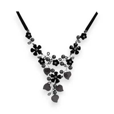 Collar Floral Negro Ikita Elegancia