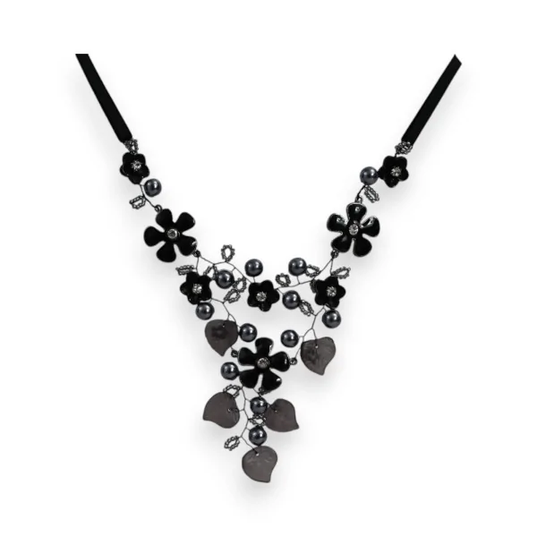 Collana Floreale Nera Ikita Eleganza
