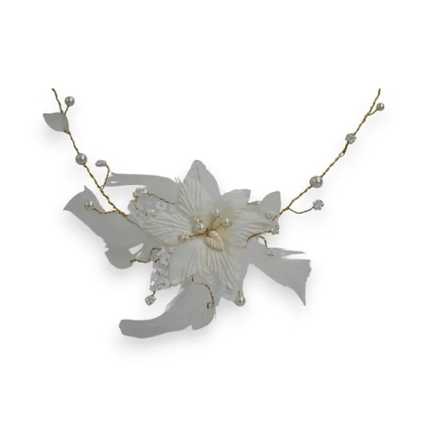 Colar Gargantilha Flora Elegância Marfim